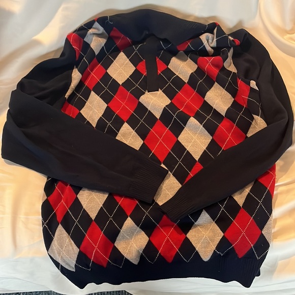 LIKE NEW CASHMERE Bobby Jones Classic Argyle Plaid Sweater 100% Merino Wool - Picture 3 of 7